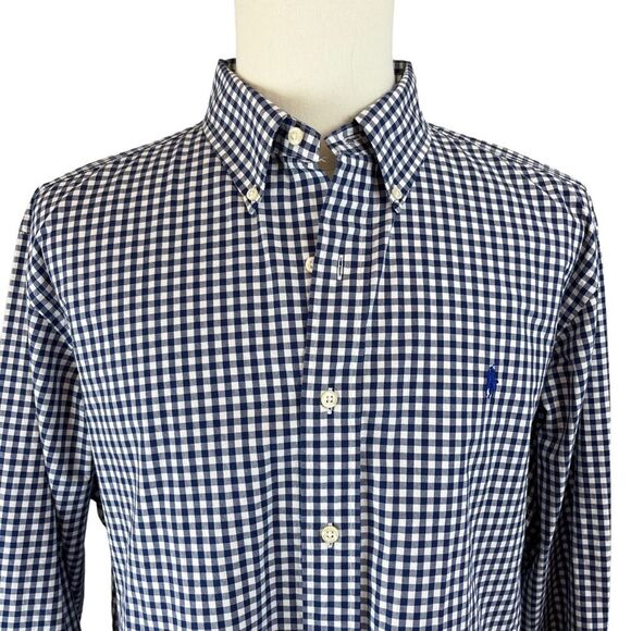 RALPH LAUREN Blue Check Gingham Plaid Long Sleeve Button Front Shirt Size‎ XL - Picture 6 of 13